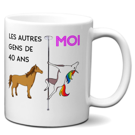 Mug Licorne Humoristique pour Anniversaire 40 Ans