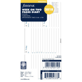 Agenda Personnel Filofax 2018 - Semaine sur Deux Pages Horizontal