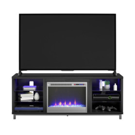 Meuble TV Ameriwood Home Lumina avec Cheminée Électrique - Chêne Noir