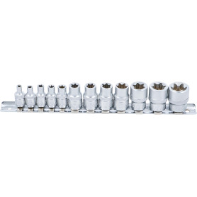 Jeu de Douilles BGS 2038 - 12 Pièces, 6,3 mm et 10 mm, Profil E4 à E20