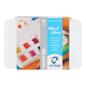 Set de Peinture Aquarelle Van Gogh - Boîte de Poche avec 12 Demi-Pans de Couleurs Vibrantes