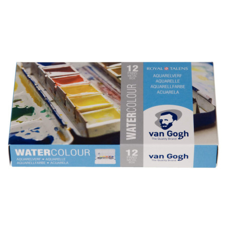 Set de Peinture Aquarelle Van Gogh en Boîte Métallique - 12 Demi Godets
