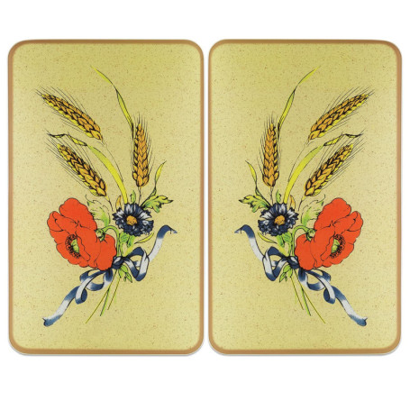 Plaques de Protection en Verre Bleuets - Lot de 2 pour Cuisinière