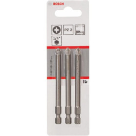 Jeu de 3 Embouts de Vissage Extra Durs Bosch pour Vis Pozidriv PZ2