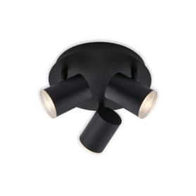 Plafonnier Moderne Noir à 3 Spots LED pour Salle de Bain - Briloner IP44