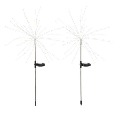Lot de 2 balises solaires décoratives LED FIREWORKS - 97 cm