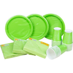 Heku Kit de Fête Jetable 120 Pièces Vert Clair