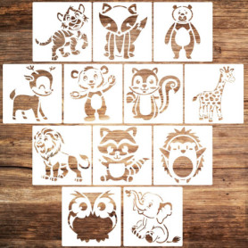 KYSUN 12 Pochoirs de Peinture Animale Réutilisables pour Art et Décoration
