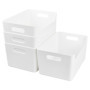 Focenat - Ensemble de 4 Boîtes de Rangement en Plastique Blanc avec Poignées