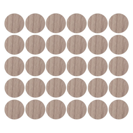 30 Cache Vis Adhésifs Autocollants en Bois Orme Clair - Diamètre 20mm