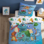 Parure de lit Pokémon GO pour enfant en coton bleu - Housse de couette 140x200cm et taie 63x63cm