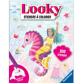 Ravensburger Looky Livre de Stickers Sirènes à Colorier - 24 Pages Créatives
