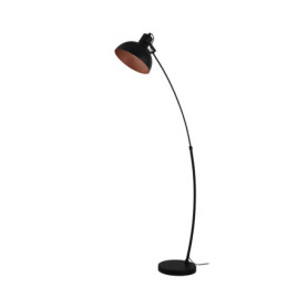 Lampadaire de salon Jaafra en métal noir et cuivre - Lampe de lecture élégante