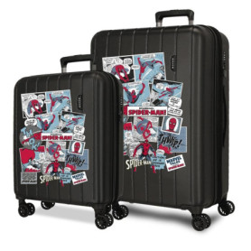 Valise Rigide Marvel Spiderman - Ensemble de Bagages Noir 55/65 cm