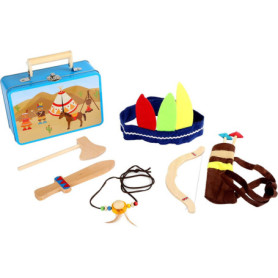 Set d'Indien Small Foot avec Hache, Couteau, Arc et Flèche pour Enfants