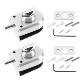Lot de 2 verrous en acier inoxydable pour portes en verre 10-12 mm