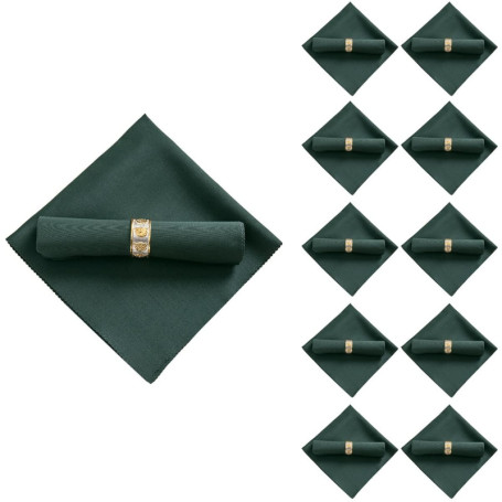 Lot de 10 serviettes en tissu polyester vert foncé pour événements