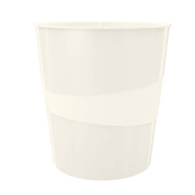 Corbeille à Papier Leitz WOW 15L - Lot de 6 en Blanc Nacré