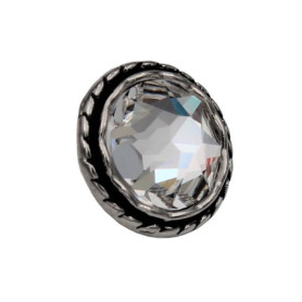 Lot de 3 boutons en métal argenté avec cristal Swarovski - Hartmann-Knöpfe