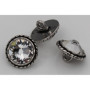 Lot de 3 boutons en métal argenté avec cristal Swarovski - Hartmann-Knöpfe