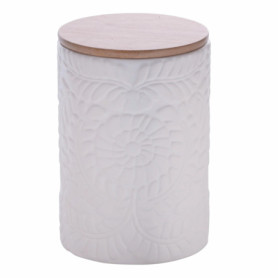 Pot en céramique Daily avec couvercle en bambou - 750 ml - Blanc
