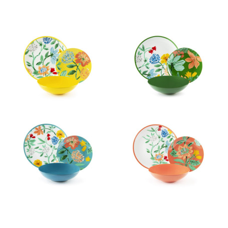 Service de Vaisselle Excelsa Eze Sur Mer - 12 Pièces en Porcelaine Multidécor