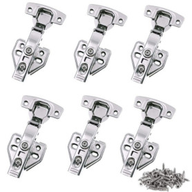 Pack de 6 Charnières de Porte d'Armoire JZK 35mm 110 Degrés avec Vis