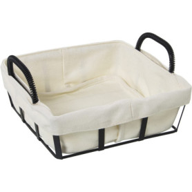 Corbeille à Pain Élégante en Métal et Tissu DRW - Blanc et Noir