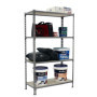 Étagère Métallique Simon Rack 4 Niveaux - Capacité 150 kg, Gris/Bois