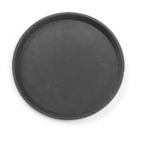 Plateau de Service Rond Antidérapant HENDI - Polypropylène Noir pour Buffet et Restauration