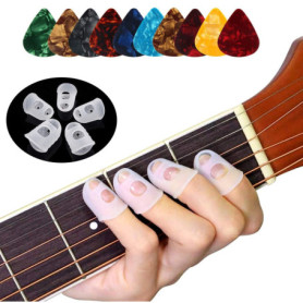 Lot de 40 protège-doigts en silicone et 10 médiators pour guitare