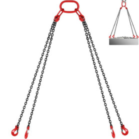Élingue de Chaîne VEVOR 4 Pieds G80 3m - Capacité 5t pour Levage