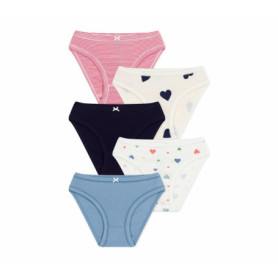 Lot de 5 Culottes Fille en Coton Imprimé Cœurs - Petit Bateau