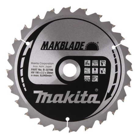Lame de Scie Carbure Makita MAKBLADE 190x20mm 24 Dents pour Bois