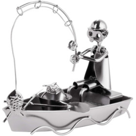Figurine Pêcheur en Métal BRUBAKER - Décoration Artisanale pour Passionnés de Pêche