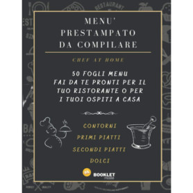 Menu Prêt à Remplir pour Restaurants et Événements - 50 Feuilles A4