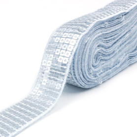 Ruban Élastique Pailleté Argenté pour Décoration - 18,1 m