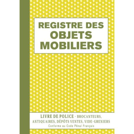 Registre des Objets Mobiliers pour Brocanteurs et Antiquaires - 120 Pages A4