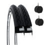 2 pneus 24 x 1 3/8 (37 – 540) + Chambres à air pneumatiques Noires couvertures de Voiture/Chaise roulante 24"