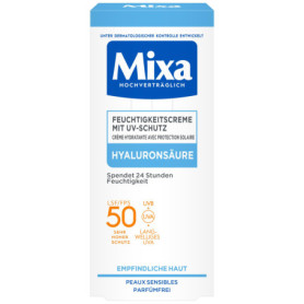 Crème Hydratante Mixa UV 50 pour Peaux Sensibles - Protection Solaire et Acide Hyaluronique - 50 ml