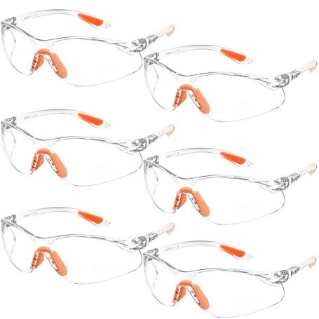 Lot de 6 Lunettes de Sécurité Professionnelles Anti-Buée et Résistantes aux Rayures