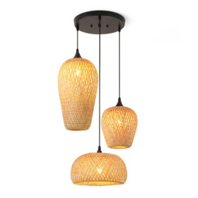 Lustre en Bambou Vintage Schindora pour Salon et Cuisine