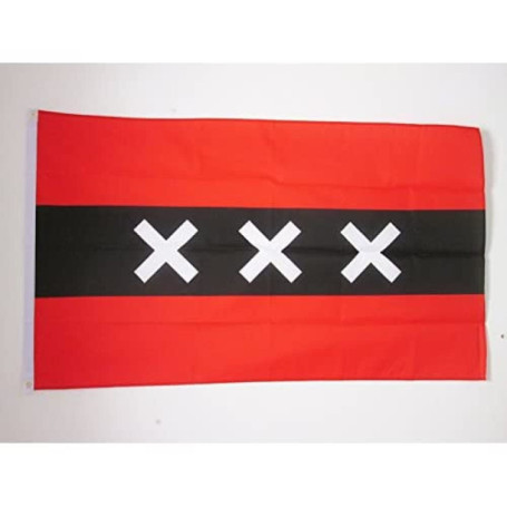 Drapeau Amsterdam 150x90 cm en Polyester avec Oeillets Métalliques