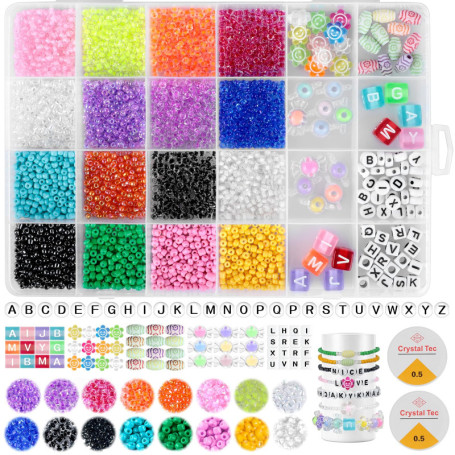 AiQInu Perles Ronde 3mm pour Création de Bijoux - 3000 Pièces Multicolores
