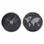 Horloge Murale DKD Home Decor Noir Aluminium Verre Doré Argenté Mappemonde (2 pc 51,99 €