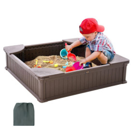 Bac à Sable VEVOR avec Couvercle et 4 Sièges pour Enfants - 1235 mm
