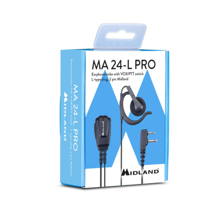 Microphone Midland MA24-L avec Commutateur VOX/PTT pour Radios