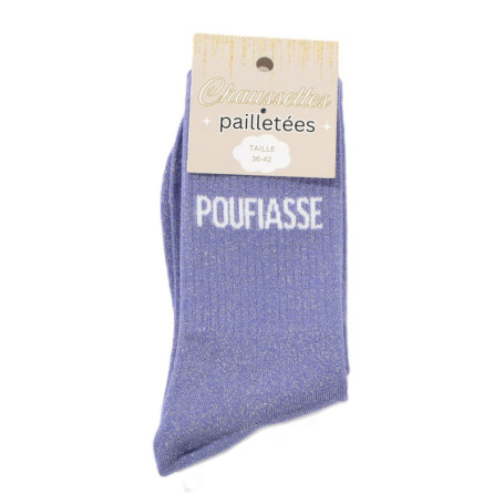 Chaussettes Pailletées Violet Poufiasse - Felizz, Taille 36-42