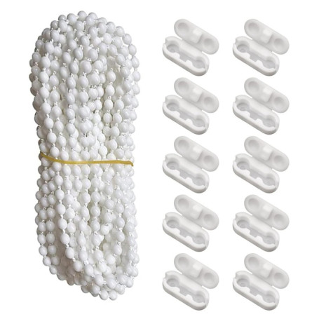 Kit de Chaîne de Store Enrouleur 6 m Blanc avec Connecteurs Duoleimi