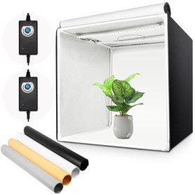 Tente Photo Portable Yorbay 60x60cm avec Éclairage LED et 4 Fonds